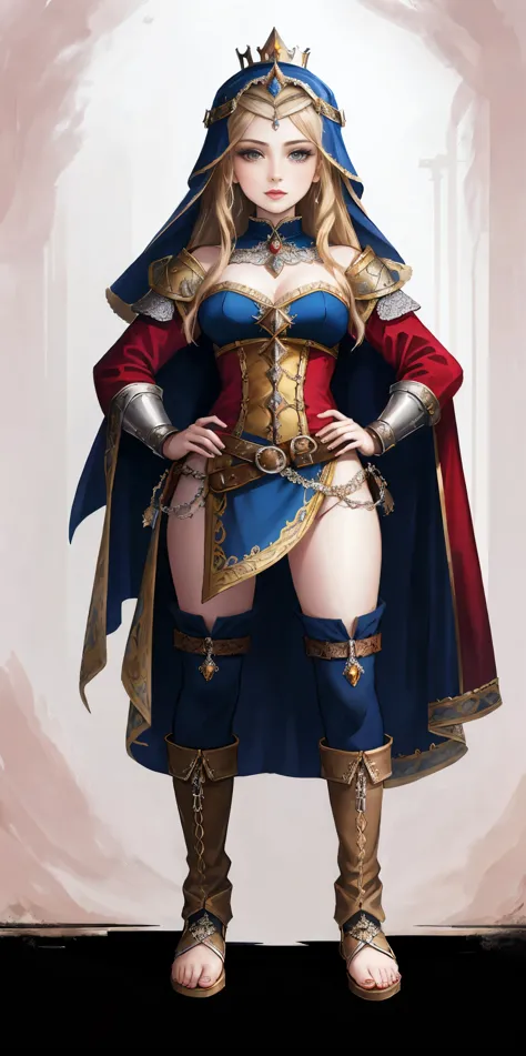 full body of a woman in a dress with a veil, feet together, standing feet together, militar boots, beautiful fantasy maiden slave warrior, beautiful fantasy art portrait, fantasy victorian art, medieval fantasy art, beautiful and elegant queen Roxxane, por...