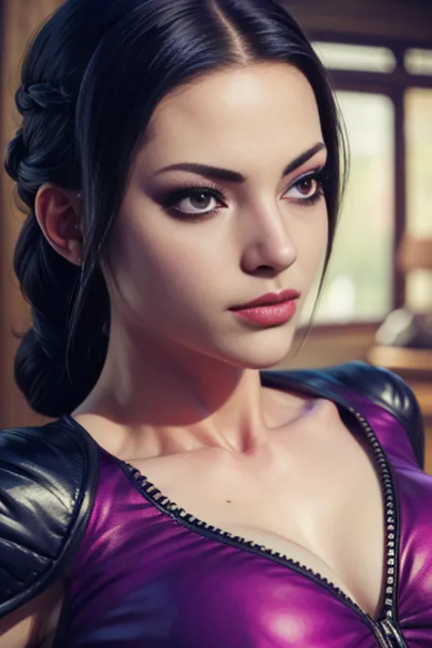 score_9, score_8_up, score_7_up, score_6_up, score_5_up, 1girl, Juri, Game of Thrones, tight purple dress, black hair, (insanely...