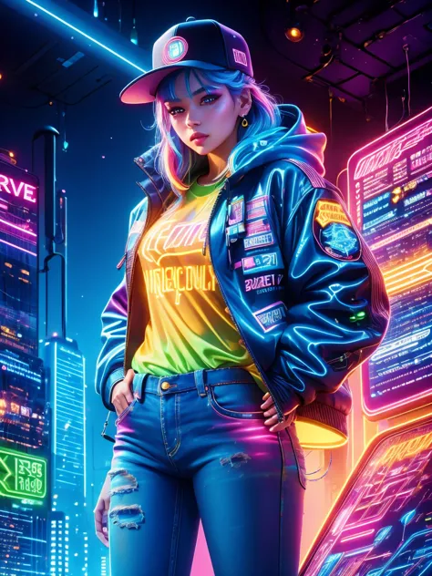 (neon)，circuit board，(representative :1.2), 16k, neon background, cyberpunk background, cyberpunk, get off the sports car, neon ...