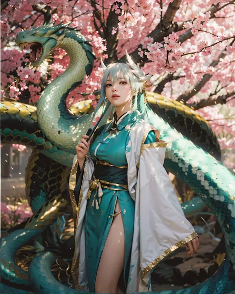 (kiyohime_fate grand order),((realistic, photorealistic)),(highlight hair)), light reflection, (( hd )),((upper body)), (((best ...