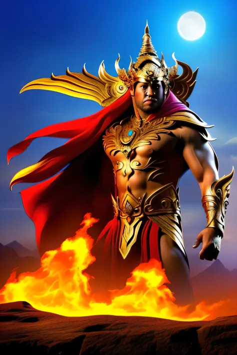 make a command sentence for a character like a superhero from the land of Bali, Indonesia who is mighty and powerful with a  wea...
