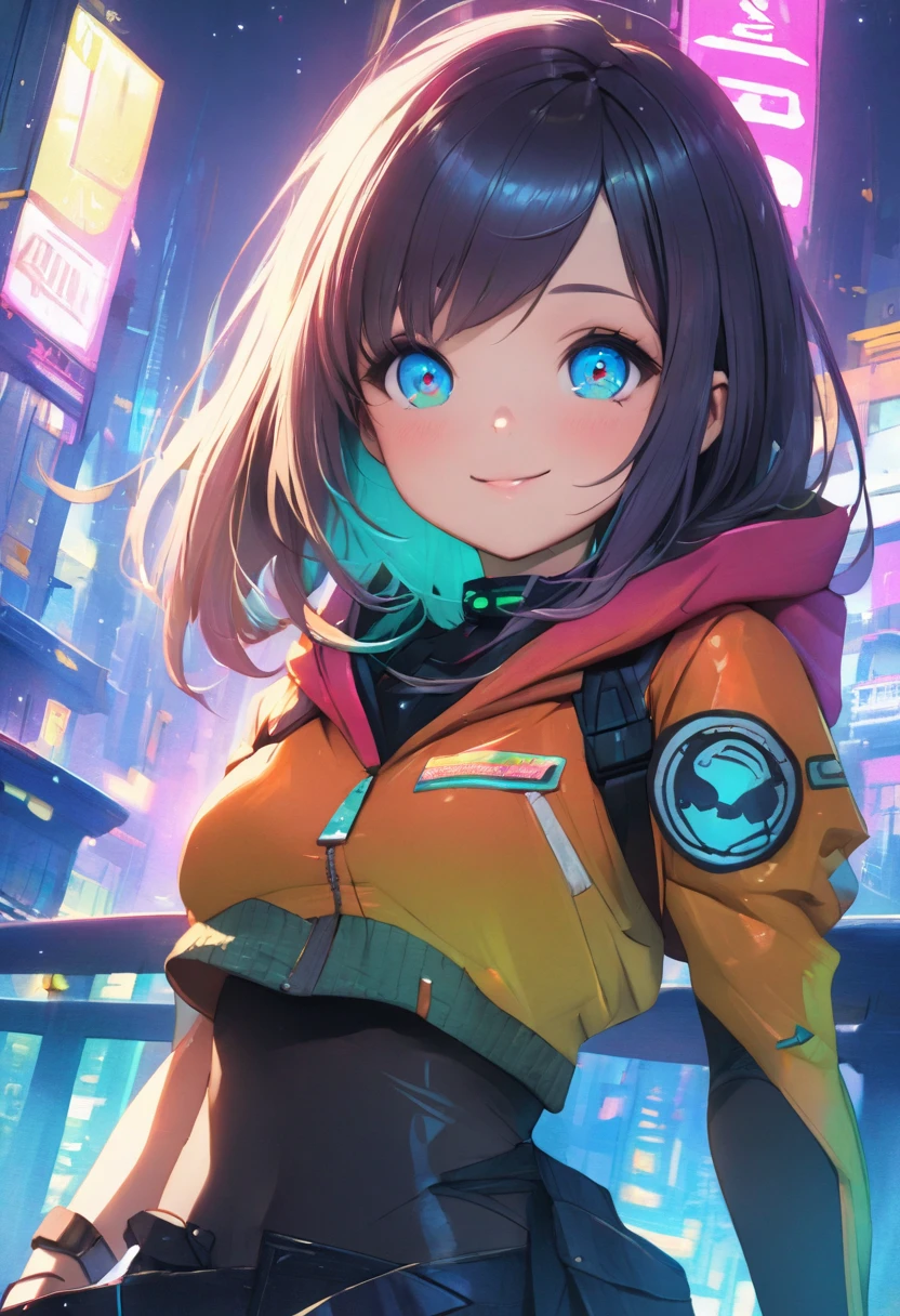 (Cute cartoon, CuteCartoonAF. | A masterpiece in maximum resolution 16K. | (cute cartoon style). | front view (solo adorable fox cyberpunk citizen) (meditating in a spacious Japanese pavilion), (wear a fashionable hoodie), ((mechanical cyberpunk)). | (((soft smile, I look at the viewer))), (bright blue eyes), ((one of the eyes is mechanical)). | cyberpunk cityscape in the background. | ((more detail))