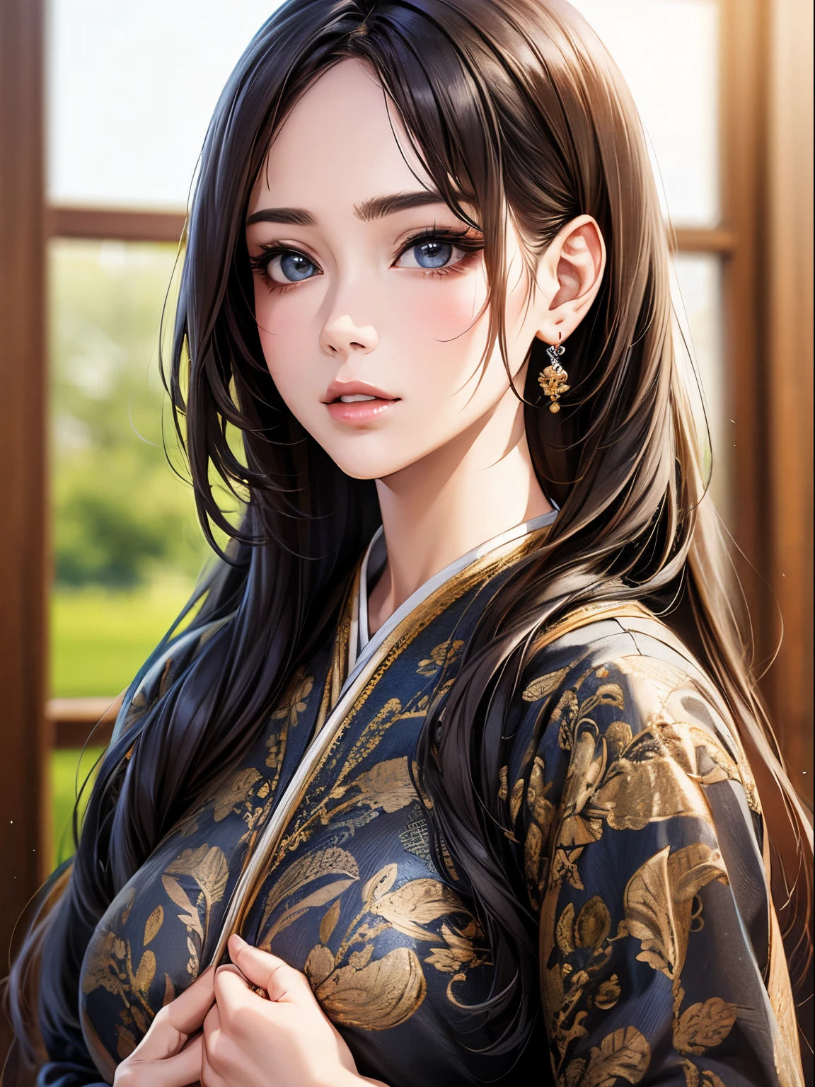 ((highest quality)),(超A high resolution),(Very detailed),(Detailed Description),((The best CG)),(masterpiece),super precision art、(highest quality、8k、32k、masterpiece)、(Realistic)、(Realistic:1.2)、(High resolution)、Very detailed、Very beautiful face and eyes、1 female、((Big eyes:1.4、Detailed eyes))、Tight waist、Delicate body、(highest quality、Attention to detail、Rich skin detail)、(highest quality、8k)、Very detailed、(Realistic、Realistic:1.37)、Bright colors