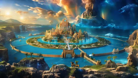 atlantis, full 3D, vivid colors, masterpiece, panorama, super detail, (best quality:1.2), highres, 16K, ultra quality, hyperreal...