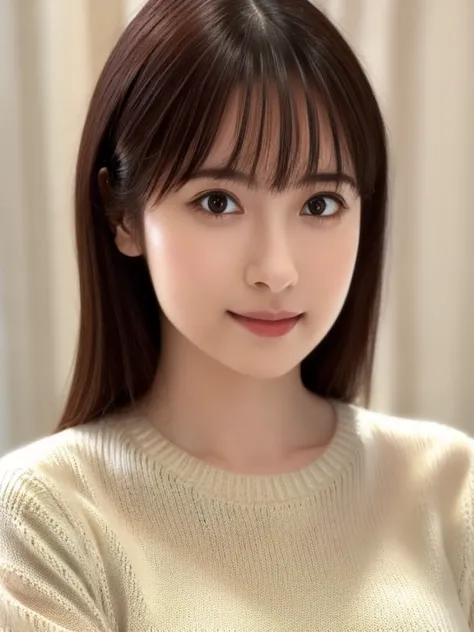 1 girl,(ivory sweater:1.4),, (raw photos, highest quality), (realistic, photorealistic:1.4), tabletop, very delicate and beautif...