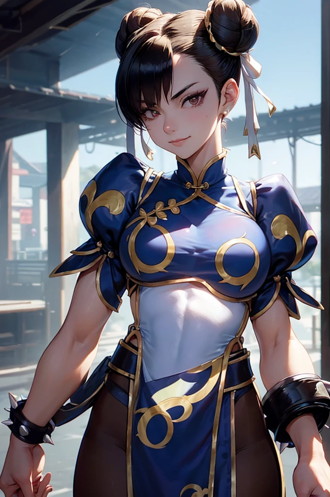 chun li e 朱里韓,,年輕女子,黑色短髮 , 壞蛋 , 可樂,可能,勻稱的大腿,邪惡的微笑,朱里韓,發角,身體細節,低黃燈光,光線美麗細緻的身體
