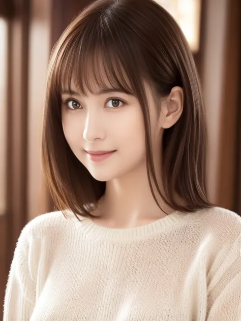 1 girl,(ivory sweater:1.4),, (raw photos, highest quality), (realistic, photorealistic:1.4), tabletop, very delicate and beautif...