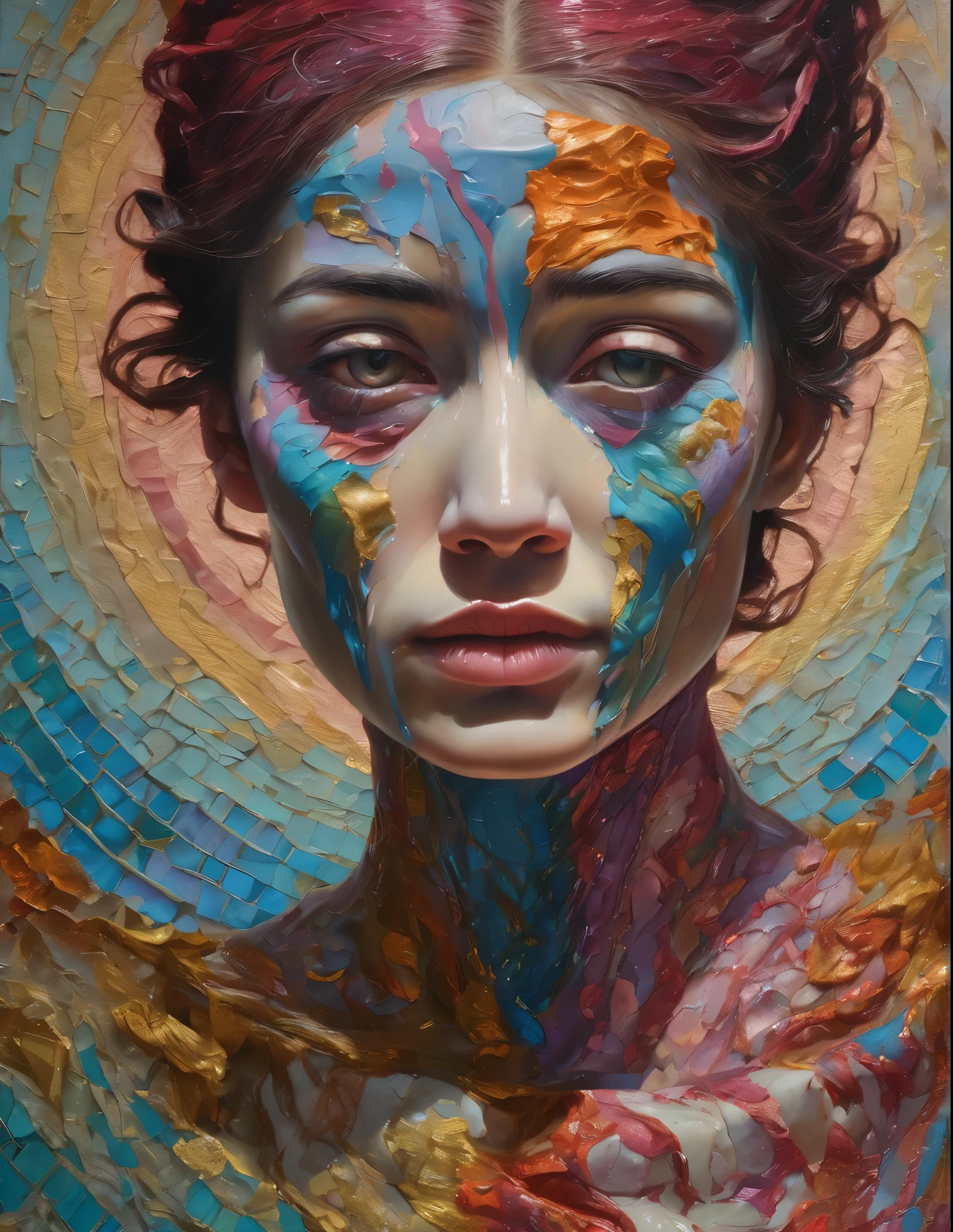 fr3u highly detailed and textured colourful impasto oil painting of a deformed anatomical portrait, emotionally expressive, psychedelic colour palette, soft lighting, cinematic composition, cinematic lighting, sharp focus, masterpiece by chie yoshii, john william godward