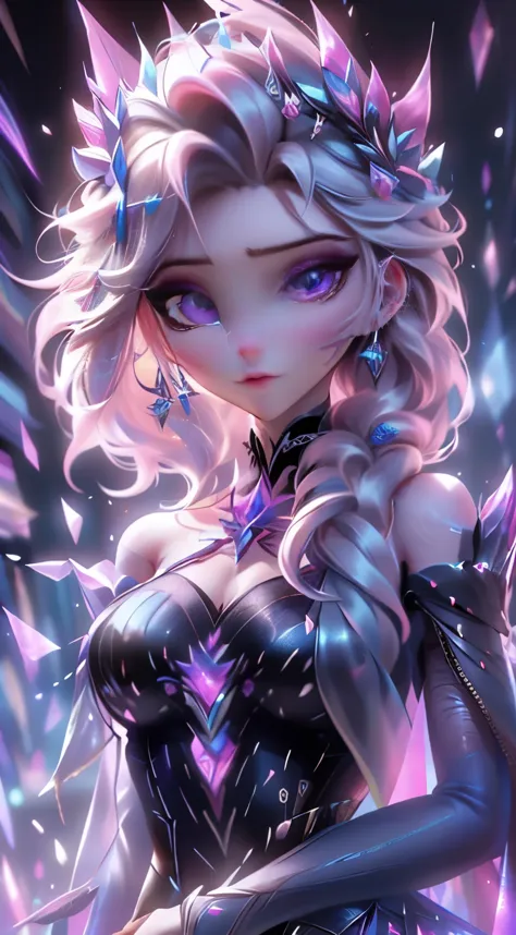 (elsa frozen-rose quartz SU mezclando modelos .) (ultra FUSION) Highly detailed CG unity 8k wallpaper, style shot, complex, high...