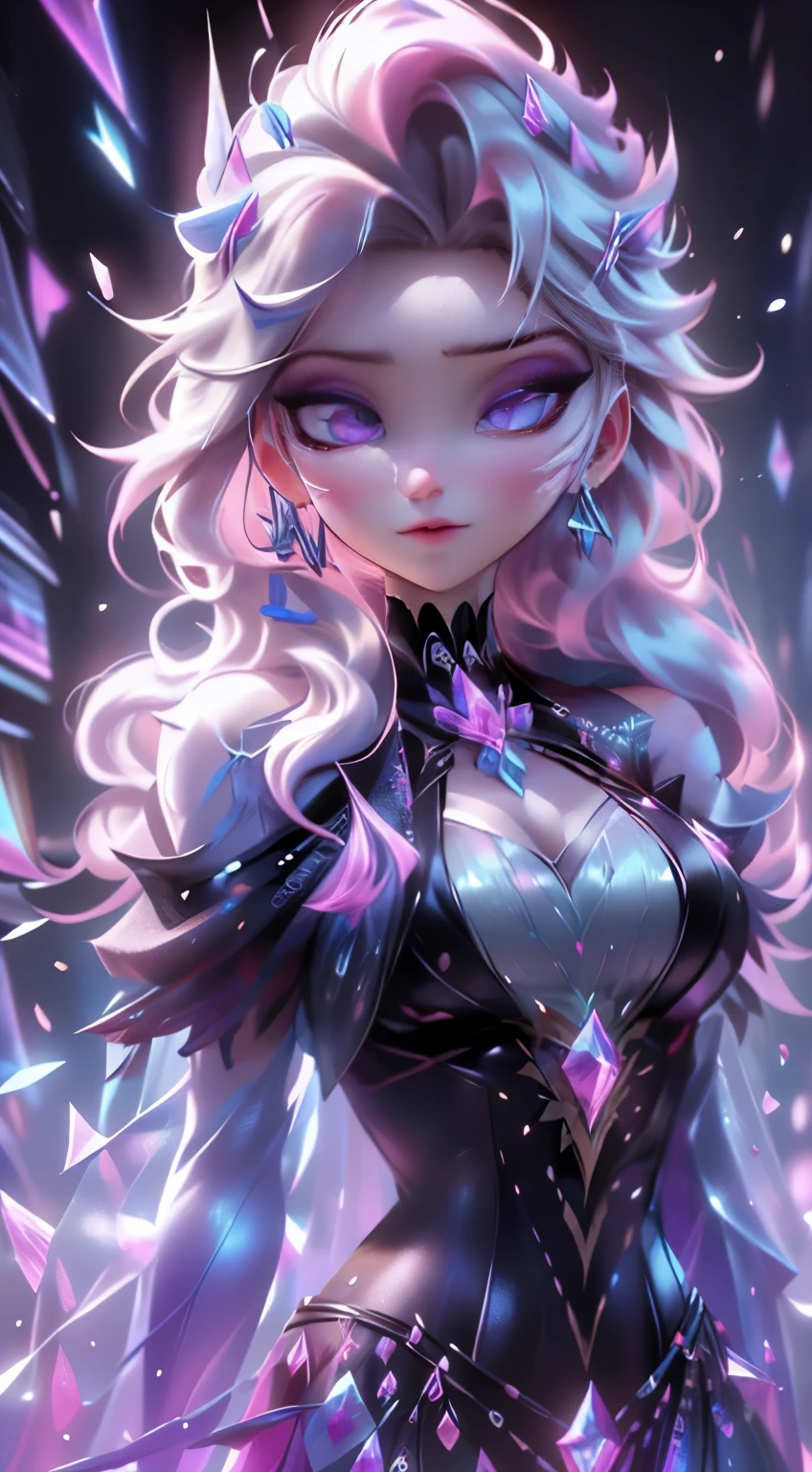 (elsa frozen-rose quartz SU mezclando modelos .) (ultra FUSION) Highly detailed CG unity 8k wallpaper, style shot, complex, high detail, dramatic, highest quality movie still image, very detailed, masterpiece, best quality, character design, Elsa, Elsa from Frozen,Pink Diamond fusion (( Dark style)), realistic ultra-detailed rendering style, natural light, sharp character design, (hard focus, 8k), (((natural skin texture))), 8k textures, soft cinematic lighting, adobe lightroom, dark room, hdr, Sophisticated, Elegant, Rich Detail, Sharp Focuilm Look) )), Soothing Tones, Detail Frenzy, Intricate Detail, Super Detail, Low Contrast, Soft Film Lighting, Dull Colors, Exposure Blending, HDR, Fade, 35mm, f/1.4, ISO64, f16, 25 sec.