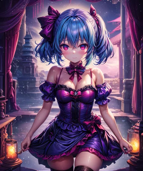 masterpiece, best_quality, 1girl, solo, (goth:1.2), remilia scarlet, 
