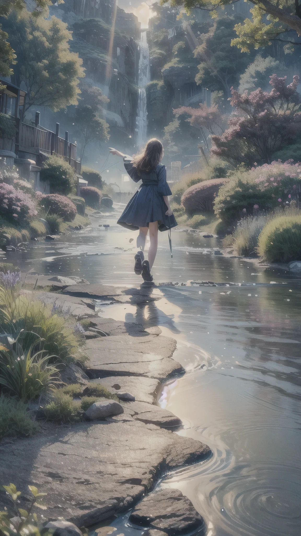 original, (masterpiece), (figure), (Very nice and beautiful), (Perfect detail), (Unity CG 8K Wallpaper:1.05), (Beautiful and clear background:1.25), (Depth of written boundary:0.7),One girl,Fun Shy , (Stand along the river:1.15).(Hair blowing in the wind:1.1),Butterflies are flying around, (Moonlight:0.6), wood, (summer), (night:1.2), (close:0.35), (gloves:0.8), alone ,