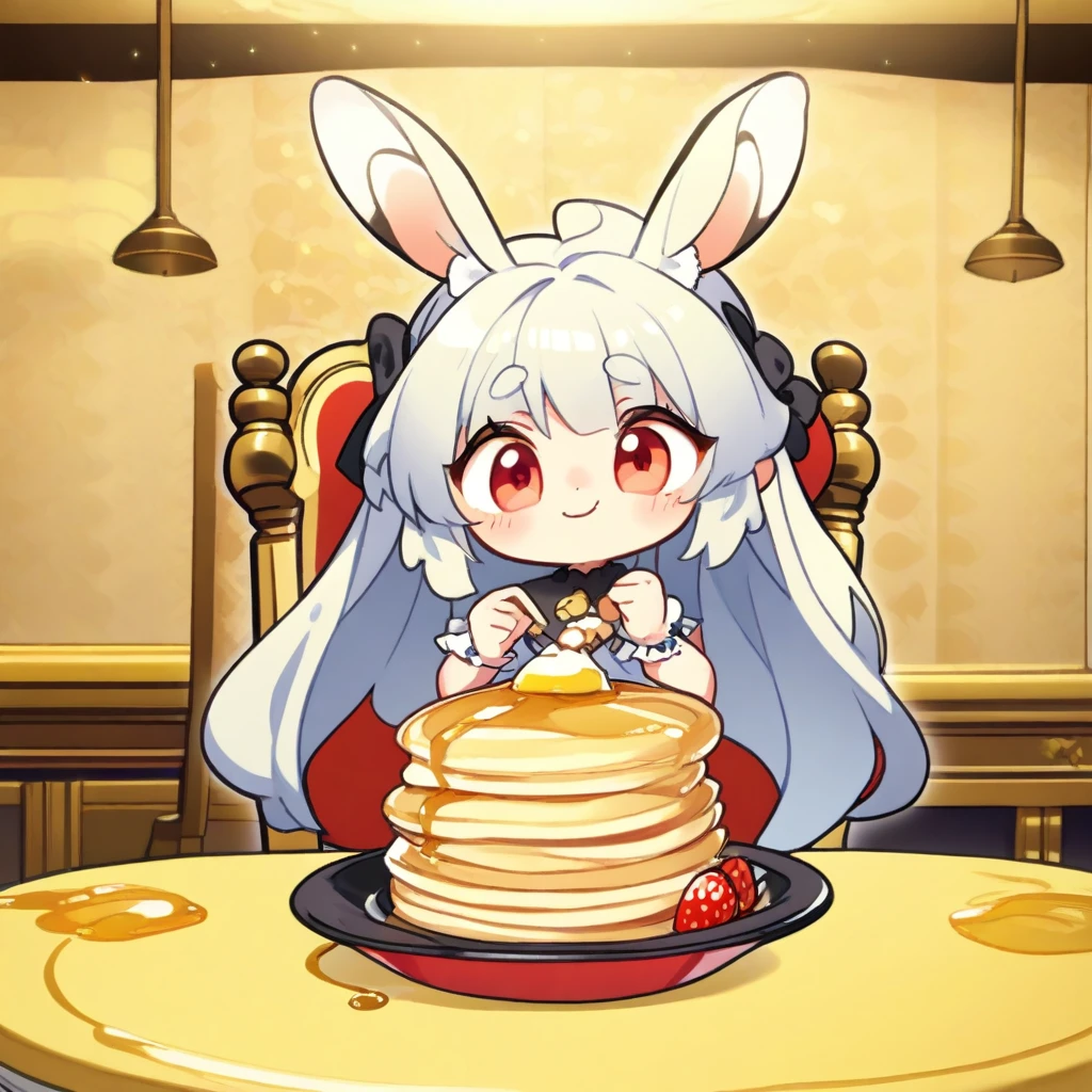 1female\((chibi:1.5),cute,kawaii,small kid,(white hair:1.4),(very long hair:1.6),bangs,(ear\(fluffy,white,rabbit-ear\):1.4),red eye,big eye,beautiful shiny eye,skin color white,big hairbow,(white frilled dress:1.3),breast,cute rabbit pose\),background\(some roses,by the beautiful lake,beautiful sunny day\),quality\(8k,wallpaper of extremely detailed CG unit, ​masterpiece,hight resolution,top-quality,top-quality real texture skin,hyper realisitic,increase the resolution,RAW photos,best qualtiy,highly detailed,the wallpaper,golden ratio\)