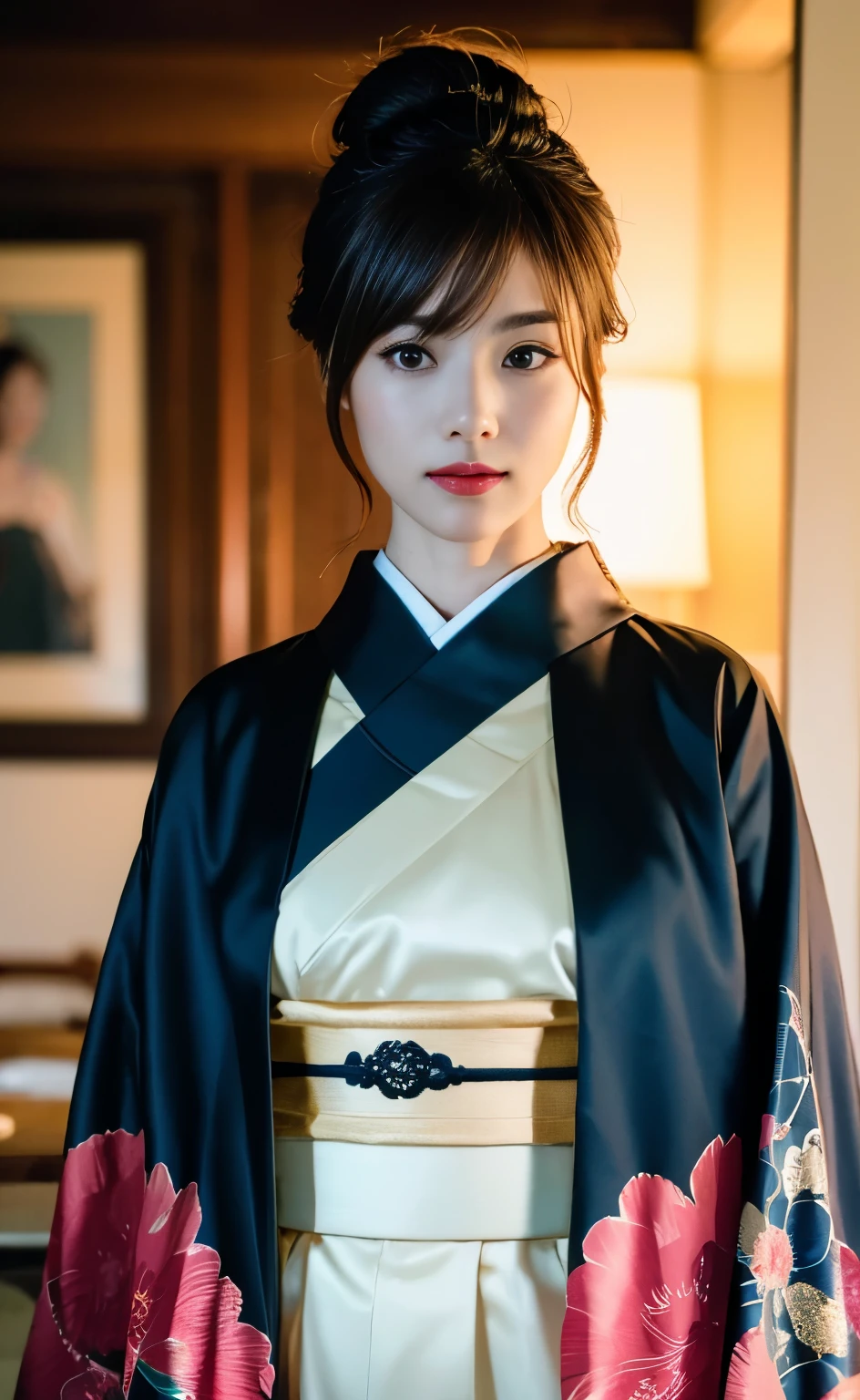 ((Die Straßen von Kyoto bei Einbruch der Nacht während der Edo-Zeit,Eine wunderschöne junge Geisha spaziert durch eine von Laternen beleuchtete Stadt auf einer unbefestigten Straße)),(((The collar of the formal Japanese Kimono, mit seinem schwarzen Muster, wird zurückgezogen, enthüllt den schönen weißen Nacken.,Der teure und schöne Obi und Obijime stehen ihr großartig.,Hochdekorierte Sandalen,Full-Körper photography that captures the essence of movement))),(((美しいSchwarzes Haarを日本髪に整えて頭に差したViele Haarnadeln:1.3))),ein Mädchen, eine Personで, 凛とした上品な笑Gesicht, Augen, die das Licht der Kastanienfarbe einfangen, Schwarzes Haar, Haarschmuck, Knie zusammen, mit einer eleganten nach innen gerichteten Haltung, Furisode Kimono, Kimono, leuchtend rote Lippen, kompensieren, Tassel, Seil, Lidschatten, red Kimono, Shimenawa, Viele Haarnadeln,((perfekte Anatomie)) ,Meisterwerk,Ulzan 6500,(Realistisch, photoRealistisch),Meisterwerk, hohe Auflösung,Der beste Licht- und Schattenkontrast, Hauptfigur,Sehr hohe Schärfentiefe,soft delicate beautiful attractive Gesicht, Schöne Kante Oiran_Frau, a Frau in a Kimono posing for a picture ,Perfekte Kante Oiran_Gesicht,Perfekte Kante Oiran_Körper,Rand Oiran_kompensieren,Rand Oiran_Frisur  (Saiharu Body),(Tischplatte, gute Qualität, 最gute Qualität),(繊細な目とGesicht), Raytracing, Hochdetailliertes CG Unity 8K-Hintergrundbild,eine Person,Beste Bildqualität,hervorragende Details,Eine hohe Auflösung,Realistisch:1.4),Aufmerksamkeit fürs Detail,Aufmerksamkeit fürs Detail,Schönheit in einem Mädchen zusammengefasst,schöne braune Haare,繊細でHohe Naseを持つ美しいGesicht,Lange Gliedmaßen wie ein Model,Schmale Taille und große Hüften,Hohe Nase, klare kastanienbraune Augen, schimmernde Lippen,
