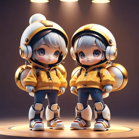Photorealistic、A photo of a collaboration between a  doll and a robot、Comical dance