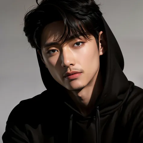 arafed asian man in black hoodie posing for a photo, who is siwoo, Jinyoung Shin, inspirado em Zhang Han, homem sul-coreano, hyu...