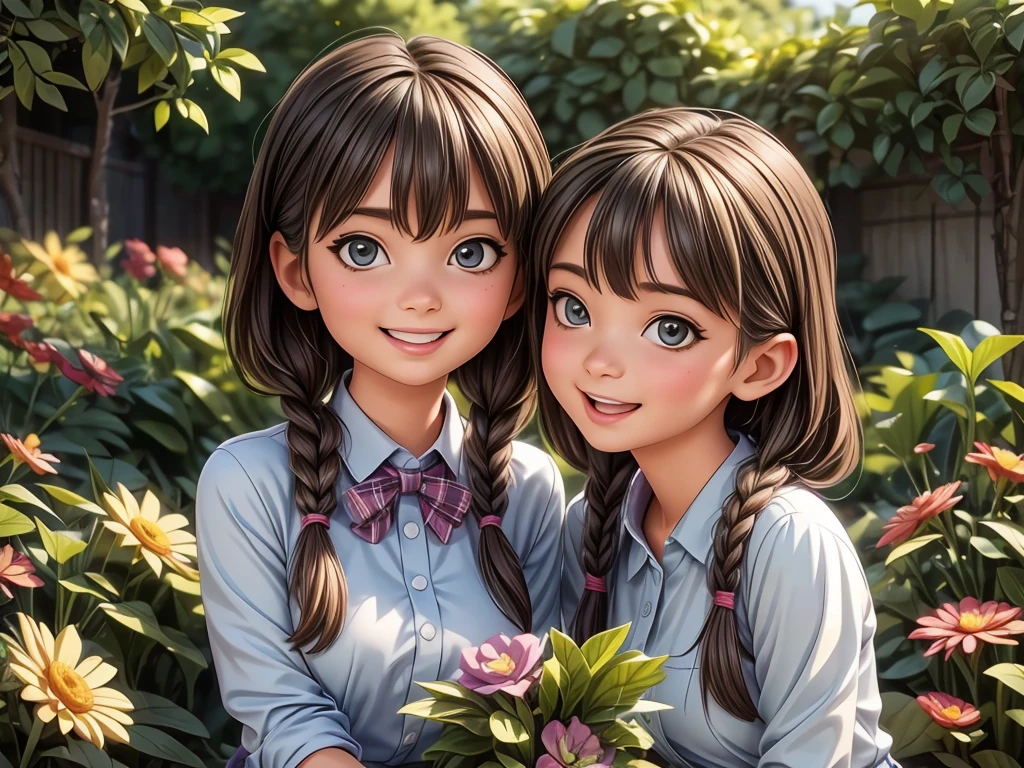 (anime,concept artists),(best quality,4k,8k,highres,masterpiece:1.2),ultra-detailed,(realistic,photorealistic,photo-realistic:1.37),beautiful detailed eyes,beautiful detailed lips,extremely detailed eyes and face,longeyelashes,[playing together],A girl playing with a Shiba Inu in a colorful garden,illustration,dreamlike colors,HDR,soft lighting