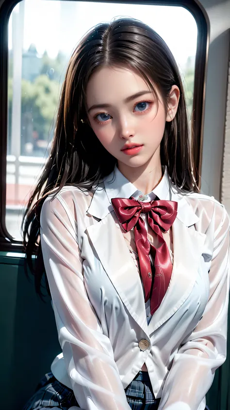 （girl sitting on train seat)、best quality work，actual work，ultra premium graphics，8k hd cg works，high quality graphics，high-defi...