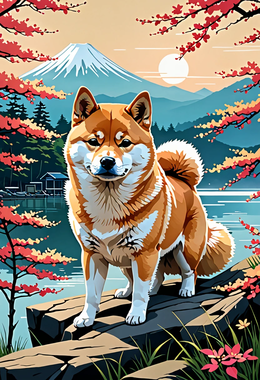 Cute Shiba Inu wearing pink sunglasses by Emmanuel Shiu and Alena Aenami in the style of Lisa Keen, artistic painting, colorful, depth of field
