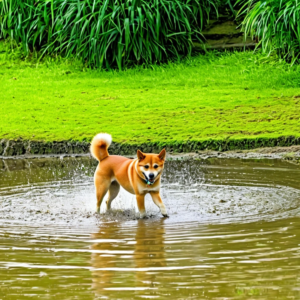 A shiba inu, the cuteness and fluffy.