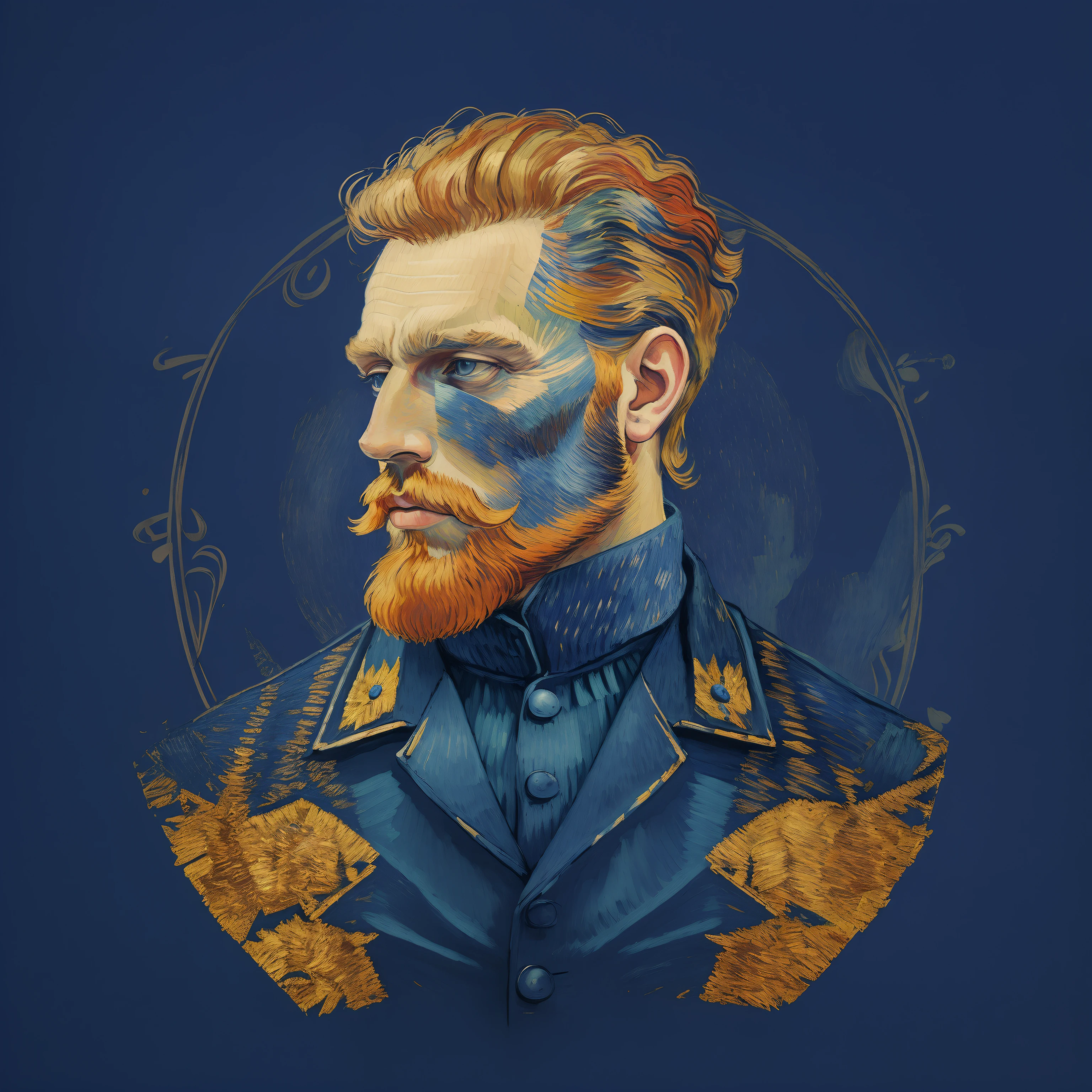 um close up de um homem com barba e barba, Estilo Vicente van Gogh, Estilo de arte Van Gogh, em estilo de van gogh, Estilo Van Gogh, ilustração de retrato épico, Estilo Van Gogh, inspirado em Vincent Lefevre, Obra-prima, Vicente van Gogh!!!, Estilo de Vicente van Gogh, inspirado em Vincent Pepi, por Gogh