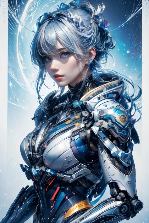 CG Mecha, Beautiful Eyes, Two people、Upper Body, （mechanical）, Double Exposure、Portraiture,jet suit、Get down on one knee、patrol、...