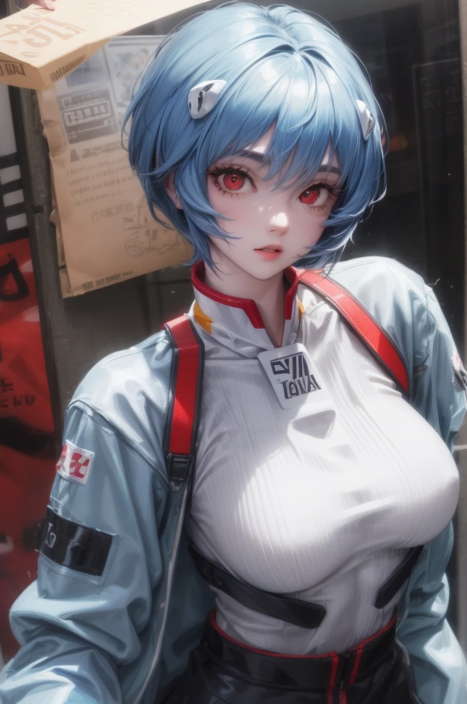 1 garota, reiayanami, Rei Ayanami, cabelo azul, cabelo curto, (olhos vermelhos:1.5), ultra realistic, realista, ultra detalhado, Mais detalhado, Japan cidade scenaries. Cenários aleatórios no Japão, roupa casual, QUEBRAR outdoors, cidade, QUEBRAR looking at viewer, QUEBRAR (obra de arte:1.2), melhor qualidade, Alta resolução, papel de parede da unidade 8k, Partículas de luz passando pela foto, (ilustração:0.8), (lindos olhos detalhados:1.6), rosto extremamente detalhado, iluminação perfeita, CG extremamente detalhado, (mãos perfeitas, anatomia perfeita),