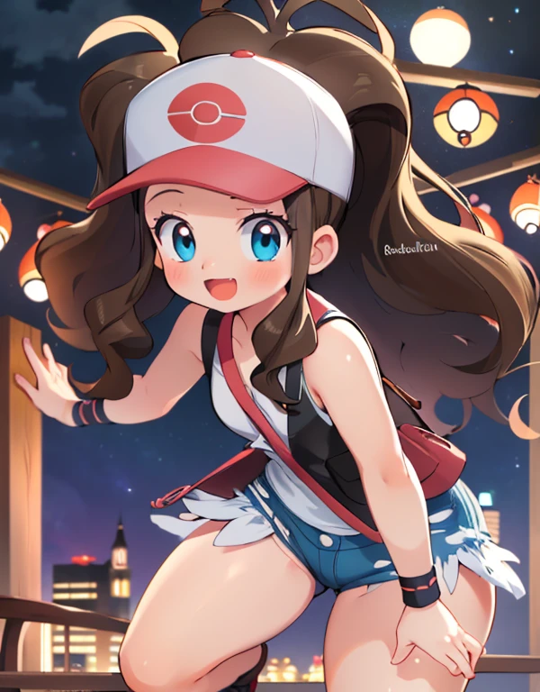 (highest quality, High resolution, masterpiece:1.2), Very detailed, Realistic:1.37, sketch, Hilda Pokemon, def1, I can see your thighs, Thick thighs, Thick thighs, Thighs in the foreground, Body Type, whole body, Adorable expression, smile, Open your mouth, Feminine charm, Browsing Caution, Dynamic pose, City of night, Hero View