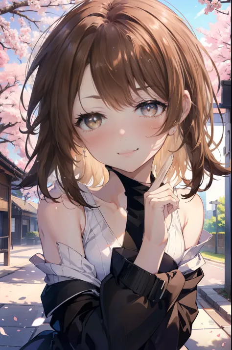 irohaisshiki, Iroha Isshiki, Long Hair, Brown Hair, (Brown eyes:1.5), happy smile, smile, Open your mouth,Put your hand over you...