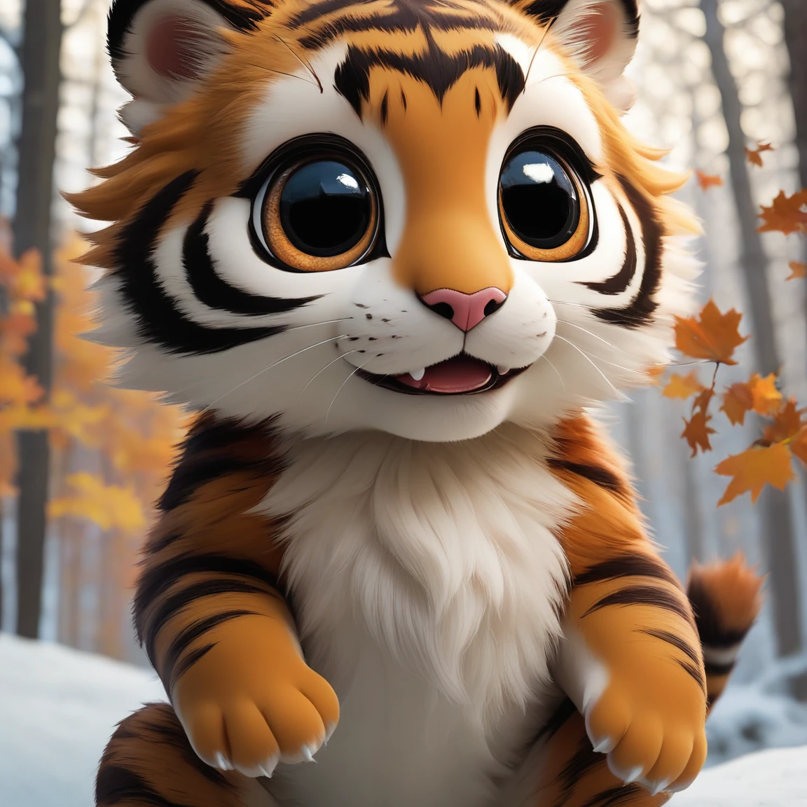 score_9, score_8_up, score_7_up, score_6_up, score_5_up, score_4_up,UHD, 
adorable tiger-like creature big eyes in forest autumn time