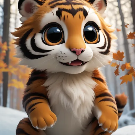 score_9, score_8_up, score_7_up, score_6_up, score_5_up, score_4_up,UHD, 
adorable tiger-like creature big eyes in forest autumn...