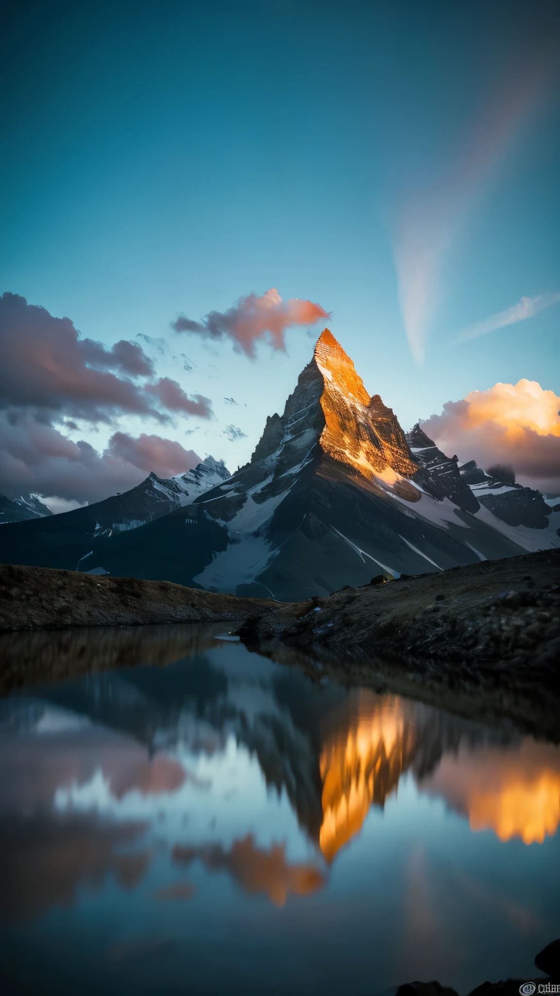 the matterhorn under a cloudy sky