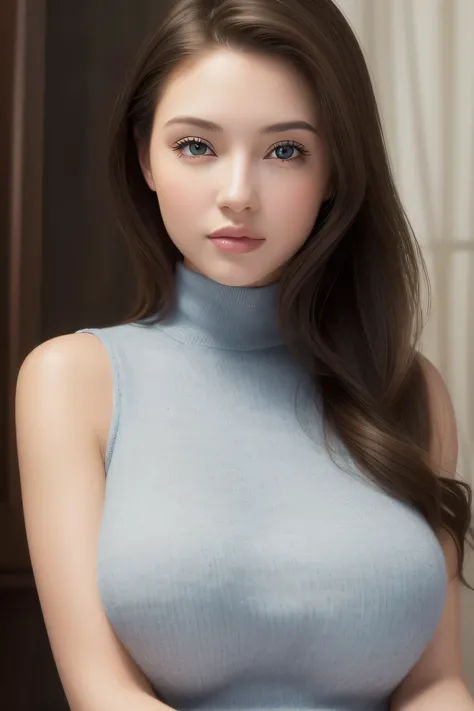 ((dressed)), (photo realistic:1.4), (hyper realistic:1.4), (realistic:1.3),
(smoother lighting:1.05), (Improve the quality of cinematic lighting:0.9), 32k,
1 girl, 30 year old girl, perfect face, beautiful face, sweater, turtleneck, sleeveless, bare should...