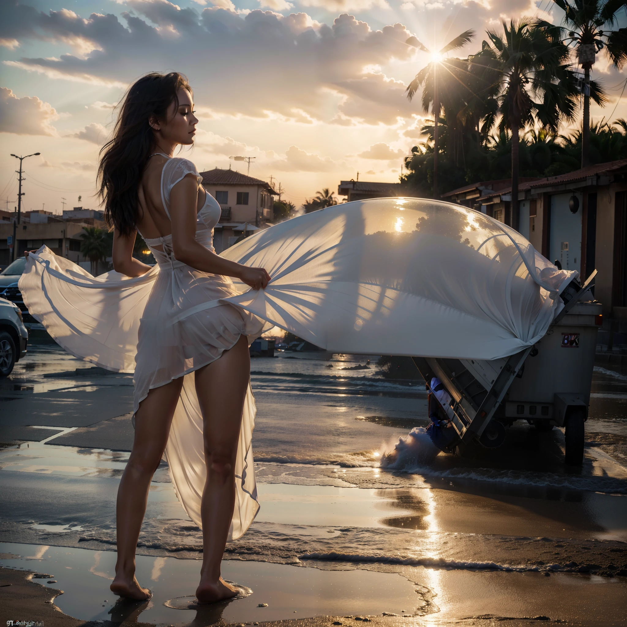 (OUI NSFW), (1fille), Une fille de 25 ans court, une fille seule échappe aux inondations et aux énormes vagues, (fille célibataire:1.3), Fille portant une très longue robe transparente blanche de soirée, VenteuxUpskirt, Le vent se lève sur sa robe montrant la région de l&#39;aine、((soulever la robe soi-même)))、(Levé par vous-même)、culotte enlevée、Pas de culotte、rougeur、lèvres écartées、en regardant les téléspectateurs、 le vent bouge la robe montrant son cul parfait. (vue de face:1.3). beau visage. Elle court dans les rues de Marrakech. bennes à ordures autour, route secondaire，bâtiment abandonné，Des déchets partout par terre, paysage urbain. Elle échappe aux inondations et aux vagues énormes, beau visage parfait. yeux fermés, bouche légèrement ouverte, peau douce, vrais pores, (VenteuxUpskirt), forte pluie, cacher ses mains、Ne montre pas tes mains. Brouillard, Fumée, vue de face, meilleure qualité, Détails fins, {{chef-d&#39;œuvre, meilleure qualité, CG extrêmement détaillé, unité 8k fond d&#39;écran, éclairage cinématographique, reflet}}. ((Détails extrêmes)), (Ultra-détaillé), meilleure qualité, ultra haute résolution, (8k, Photo brute, chef-d&#39;œuvre, réaliste, photoréaliste:1.4), 8k euh, reflex numérique, absurdes, tracé laser, texture de haute qualité, Détails complexes, texture détaillée, finement détaillé. fonds d&#39;écran CG Unity 8k extrêmement détaillés、qualité supérieure、​chef-d&#39;œuvre、réaliste、Photo réelle, lumières dramatiques, illumination du lever du soleil, diffusion de la lumière par des particules dans un colloïde tel qu&#39;une suspension très fine (dans le soleil), effet Tyndall, (effet Tyndall:1.5)