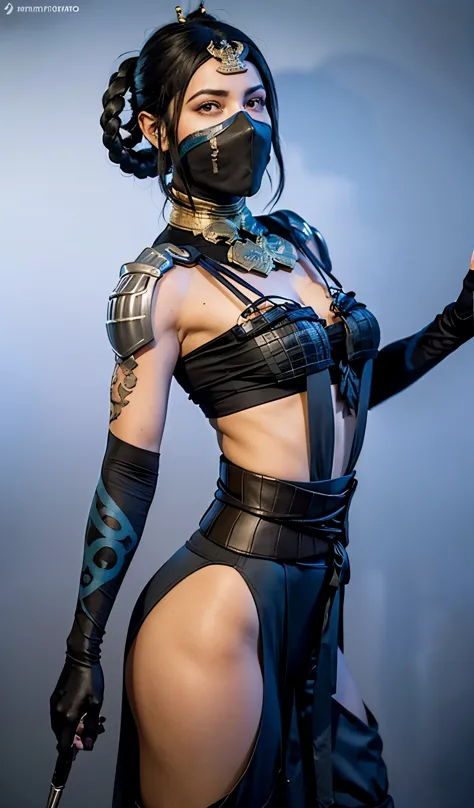 (foto de alta qualidade, ultra realista, 8k, personagem do jogo mortal kombat), mileena super bela com seu traje roxo, foto tira...