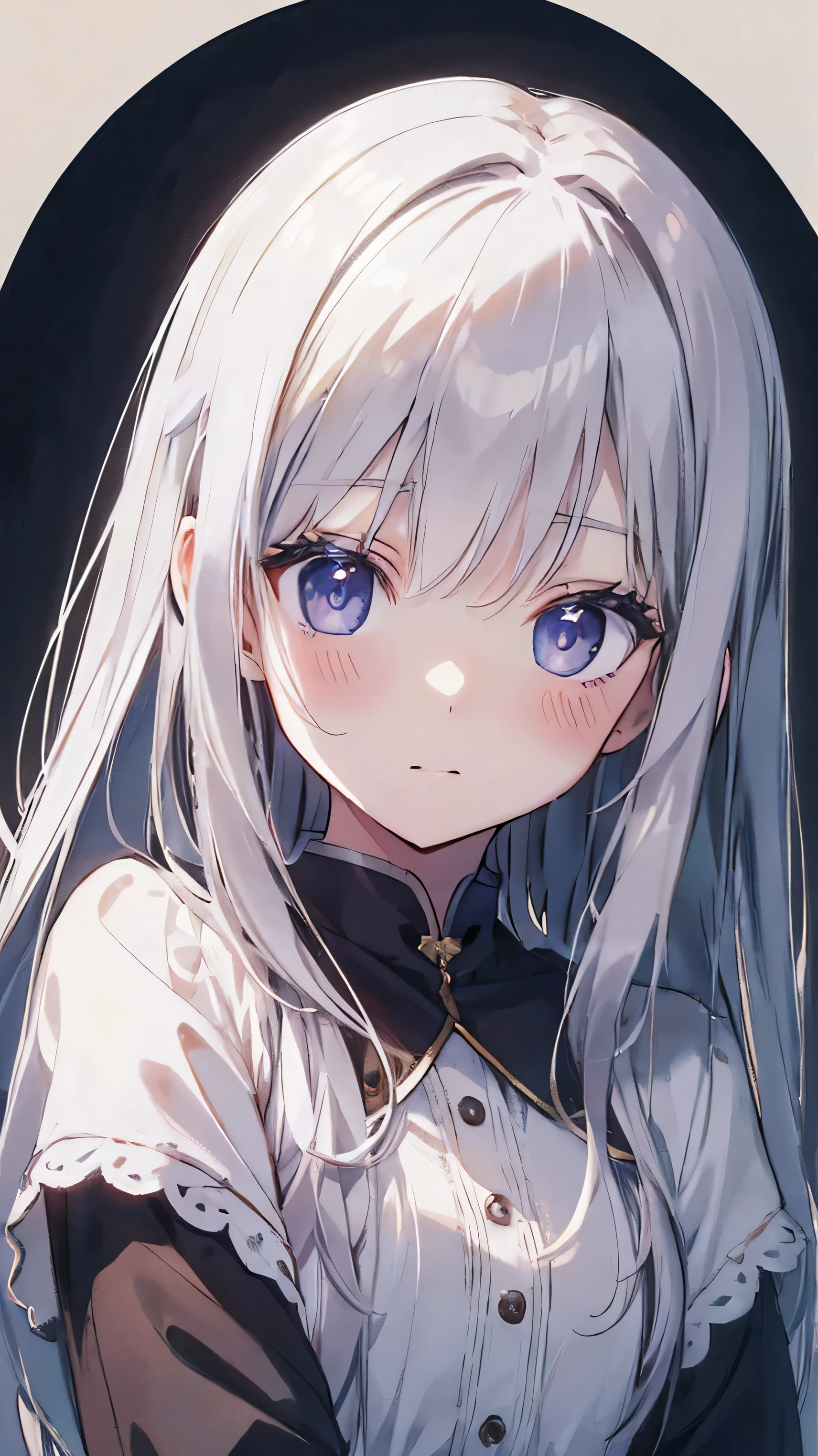 Anime girl with long white hair and blue eyes - SeaArt AI