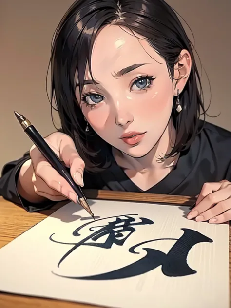 {{masterpiece、highest quality、(((realistic、realistic:1.37)))、((the calligraphy master&#39;s study))、8k quality、very delicate and...