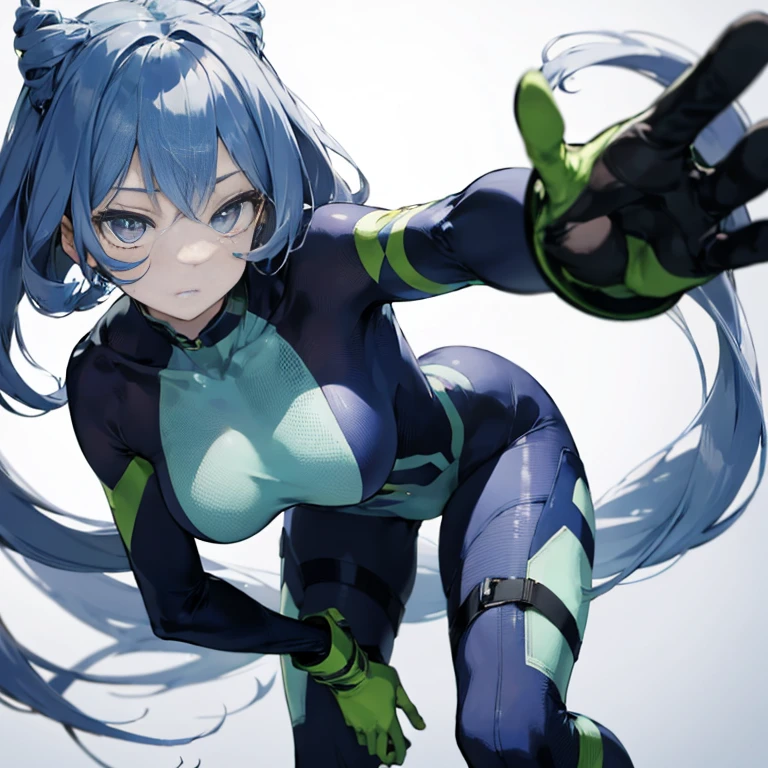 Nejirehadu, Nejire Wave, blue eyes, Blue Hair, Long Hair,
壊す blue Bodysuits, Bodysuits, Drill Hair, gloves, green Bodysuits, multicolored Bodysuits, Colorful clothes, yellow gloves,
((壊す full body)),
Break the white background，From below破る，Look Down，lower your gaze，
Breaking Dynamic Shots，Kung Fu Pose，highest quality, High resolution, unity 8k wallpaper, (shape:0.8), (Beautiful and fine grain:1.6), Highly detailed face, Perfect Sentence, Detailed CG, (Perfect hands, Perfect Anatomy),Thick thighs, Place one hand on hip，Squat，Spread your legs，Dynamic Angle, (From behind,Bent over, Looking Back),Looking down，From below，Low - Angle，