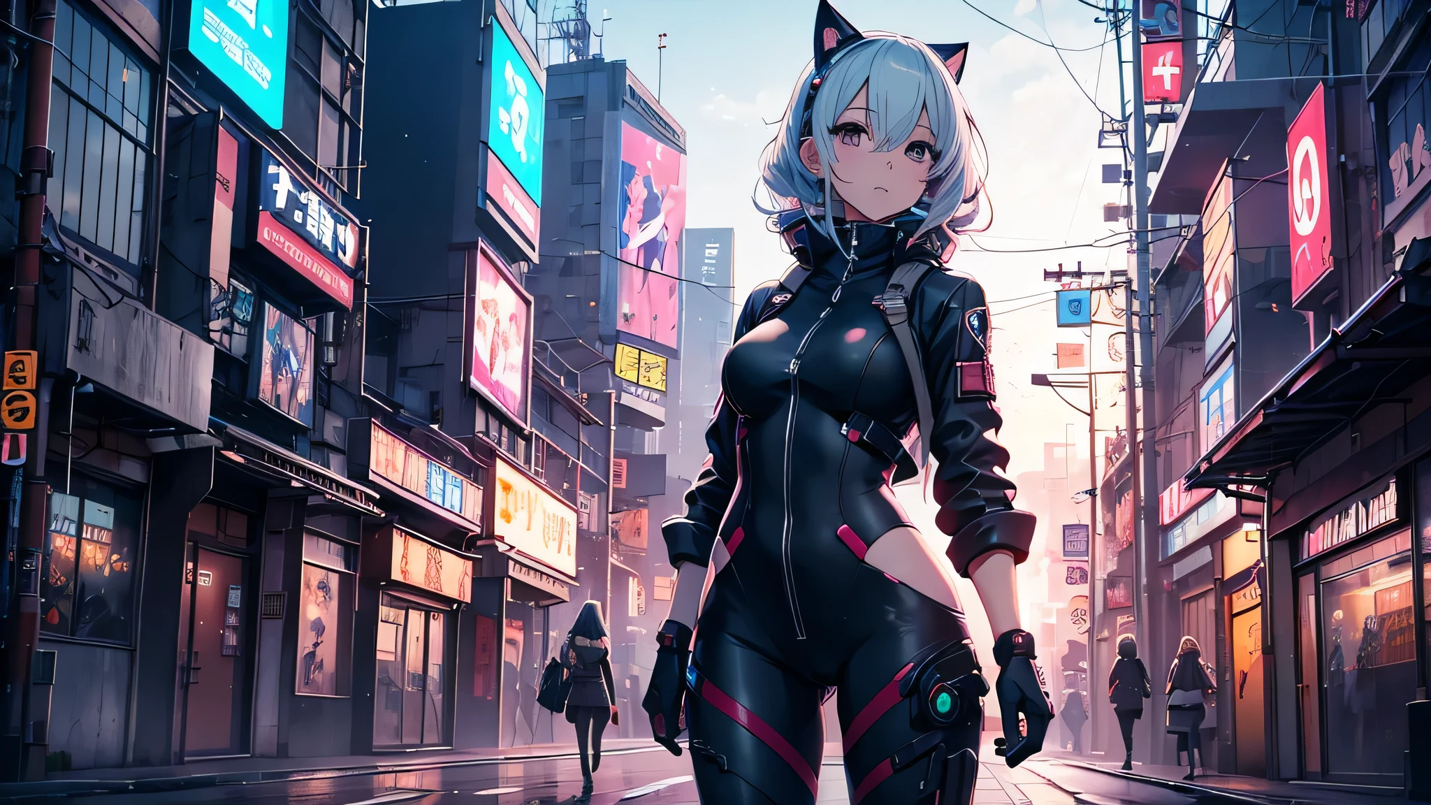 Chicas anime en catsuits posando en una ciudad por la noche., oppai ciberpunk, anime ciberpunk art, anime ciberpunk, arte del anime ciberpunk, digital arte del anime ciberpunk, ciberpunk digital - arte anime, anime ciberpunk moderno, anime ciberpunk digital!!, mejor fondo de pantalla de anime 4k konachan, chica anime cyberpunk femenina, en la ciudad ciberpunk, tendencia en cgstation, mujeres ciberpunk