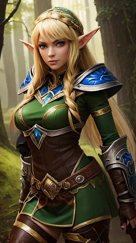 (highly quality, highly resolutions, highly detailed, masterpiece), wowalleria, forest background, alleria windrunner, solo, bea...