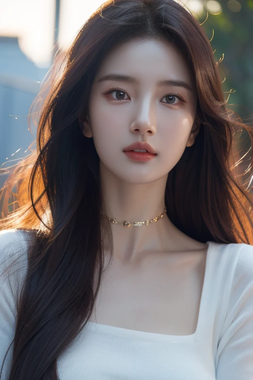 8k, Masterpiece, raw photos, best quality, realistic, Very detailed CG unity 8k wallpaper., depth of field, Cinema-grade lighting, lens flare, Ray tracing, (Very beautiful face, beautiful lips, beautiful eyes), A face with intricate details, ((Ultra-detailed skin), รูปถ่ายของสาวสวย 1 คนbest quality， Ultra high resolution， （realistically：1.4），cute hair clip，1 girl，long red hair,cropped sweater ，Beautiful woman with a slender figure:1.4, Pronounced abdomen:1.4, on the island,A particularly detailed face，Exquisite eyes，Double eyelids，choker necklace