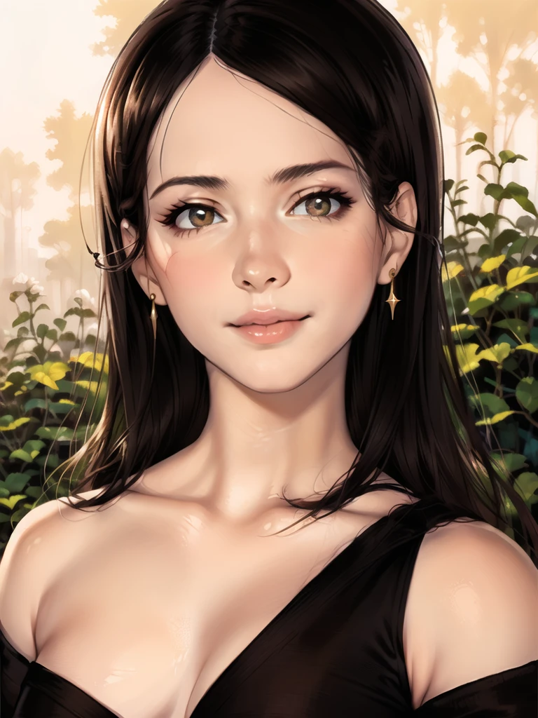 detailed facial features, beautiful sister, (best quality, ultra-detailed, realistic:1.37), bright and vibrant colors, soft and natural lighting, oil painting style, shimmering hair, delicate skin texture, sparkling eyes, rosy cheeks, glossy lips, youthful appearance, cheerful expression, captivating smile, stylish outfit, fashionable accessories, sunny garden background