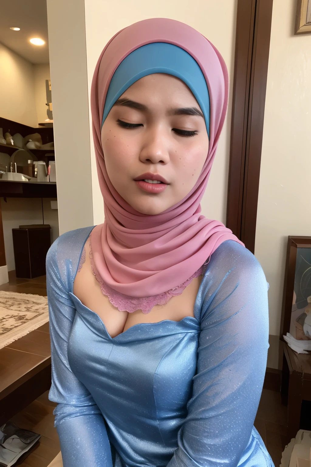 ((Colourful)), ((Big Tits:0.1)), ((Flat Chest:1)), Wear kebaya coats and act like Rosyam, ((Closed Eyes)), ((Strapless Colourful bra Flat Chest)), Naked, Angry pose, Angry face, (((HIJAB MALAY GIRL))), masutepiece, High quality, UHD 45K, Realistic face, Realistic skin feeling , A Japanese Lady, 8 years old, , Very cute and baby-like face, (((FLAT CHEST))), (MATRIX WORLD), ((look In front  at the camera and SADNESS)), ((())), (((CUTE GIRL))), ((PASTEL LIPS)), ((SATIN LACE)), ((CHUBBY)), ((UNDRESS)). Brown, Flat Chest, Wearing G-String. Sitting, from behind view up, seductive pose, (Small face)