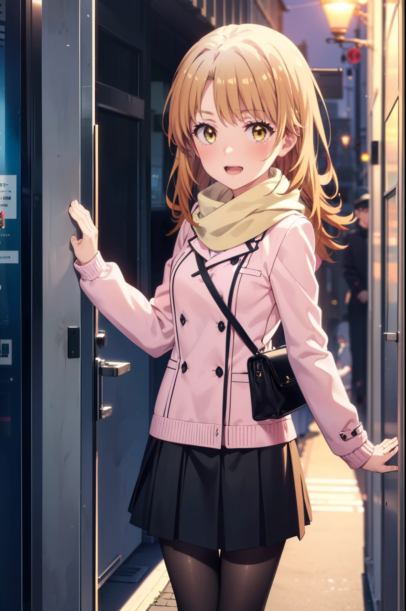 irohaisshiki, Iroha Isshiki, Long Hair, Brown Hair, (Brown eyes:1.5), blush,White Breath,happy smile, smile, Open your mouth,Pink coat,White scarf,Tokkuri Sweater,Black pantyhose,Long skirt,Mini Boots,winter,It&#39;s snowing,Snow is falling,Blizzard,night,寒空
break ourdoors,Residential Street,
break looking at viewer,whole body,(Cowboy Shot:1. 5)
break (masterpiece:1.2), highest quality, High resolution, unity 8k wallpaper, (figure:0.8), (Beautiful fine details:1.6), Highly detailed face, Perfect lighting, Highly detailed CG, (Perfect hands, Perfect Anatomy),