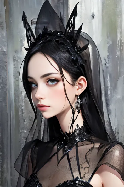 cuerpo completo, plano general, (best quality, highres:1.2), ultra-detailed, realistic:1.37, gothic girl with beautiful detailed...