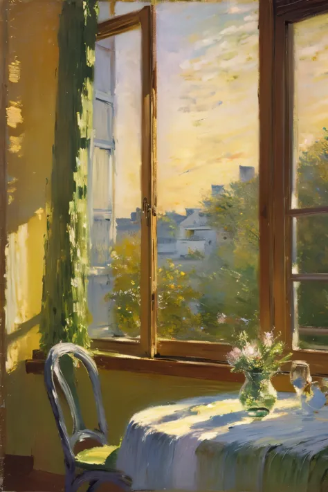 (masterpiece:1.2), (best quality:1.2), (super high resolution:1.2),
a girl in a white/yellow dress is sitting by the window, hol...