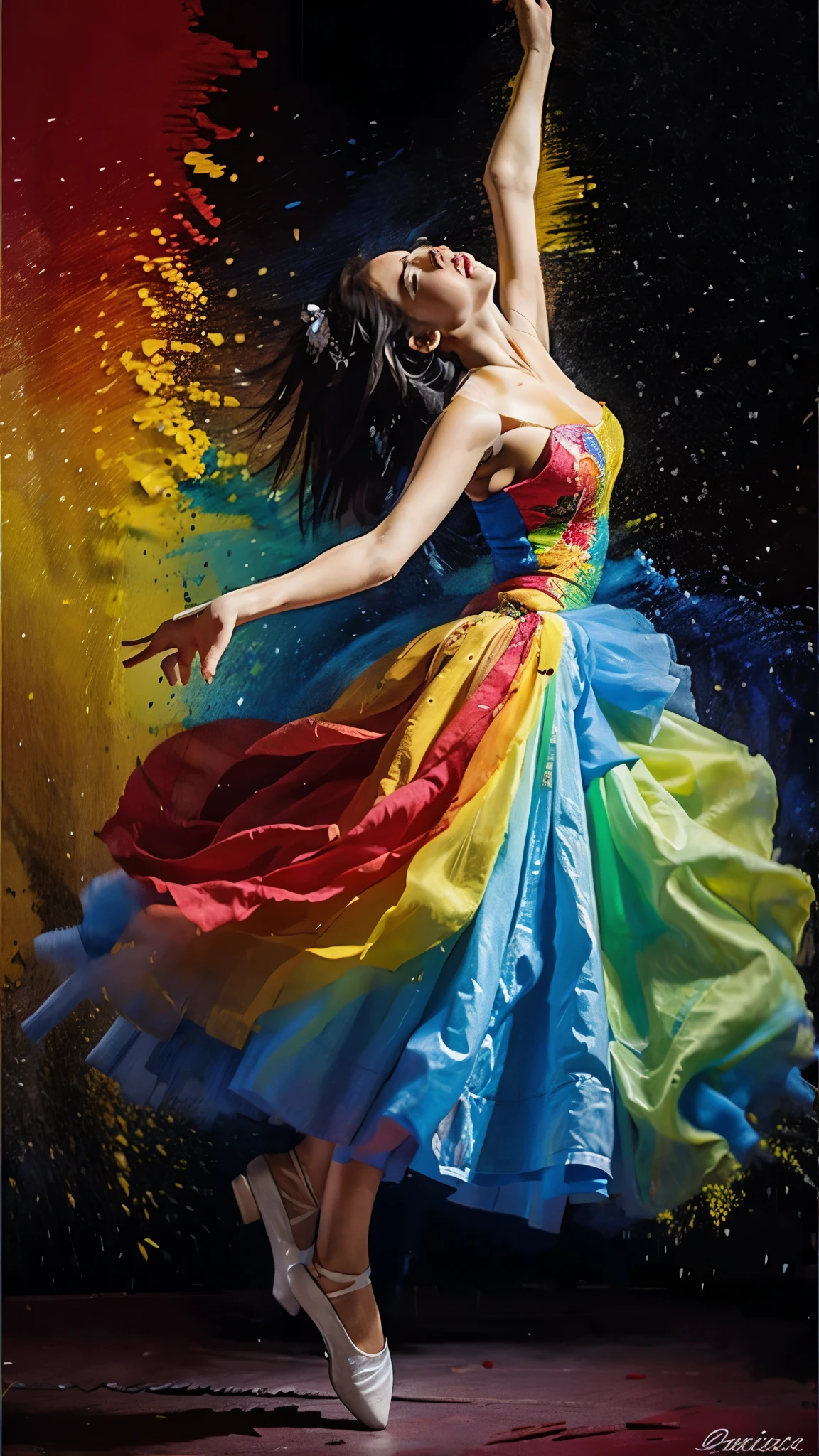 mujer pintando, Baile, vestido, pintura artística