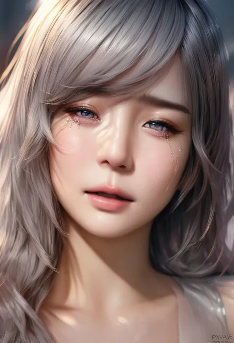 animetoreal,soft light, masterpiece, best quality,high quality,delicate face, realistic,photorealistic,1girl,face closeup,look at viewer, tear
