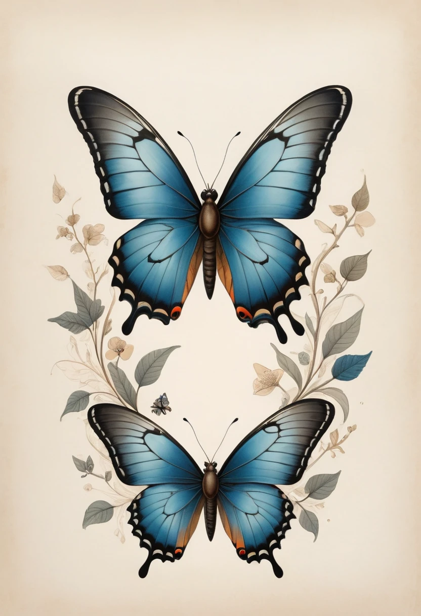 blue butterfly, (masterpiece, best quality, Professional, perfect composition, very aesthetic, absurdres, ultra-detailed, intricate details:1.3), by Yoshitomo Nara