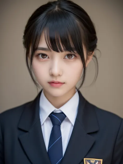 (highest quality, tabletop:1.2), 1 girl, alone, black hair,beautiful eyes in every detail,(school uniform),upper body,bangs,ear,...